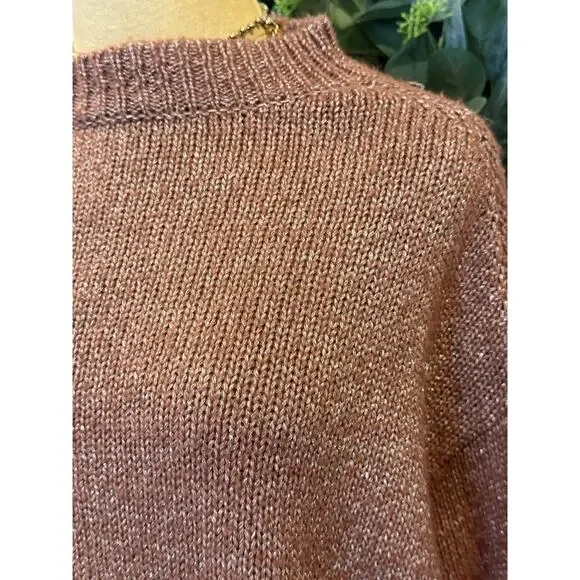 AVA + VIV Sparkle Sweater Puff Sleeve size 2X XXL Rust Orange Brown - Picture 2 of 7